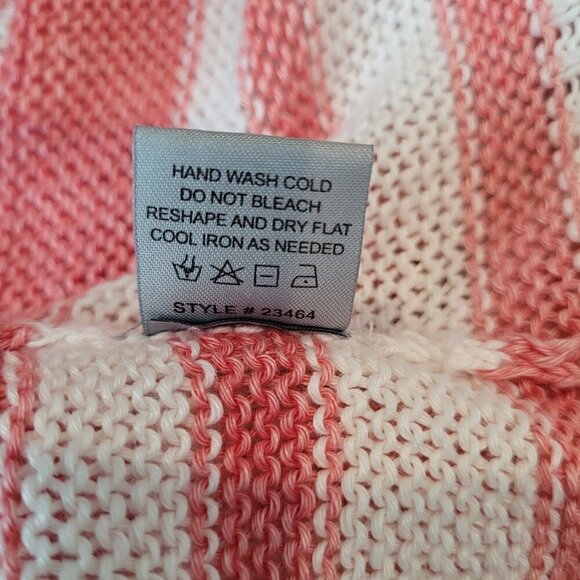 360Sweater Jagger Coral & Ivory Striped Sweater - Picture 6 of 7